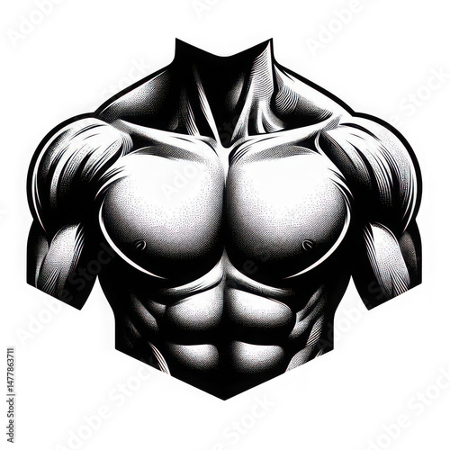 Detailed Illustration of a Powerful Male Torso