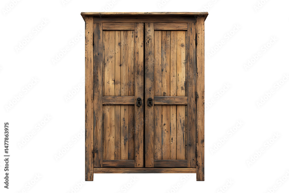 Obraz premium Front view Damaged Rustic Ash Ambiance Wardrobe isolated on transparent background 