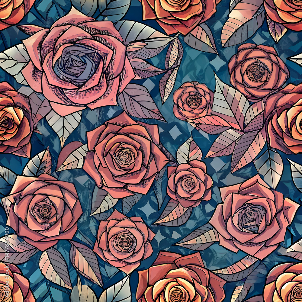 Rose pattern seamless design. Rose pattern seamless design.