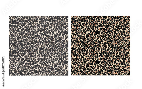 A seamless leopard print pattern featuring a repeating pattern of brown and black spots on a light tan background.