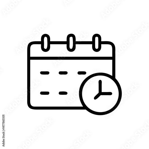 Calendar icon with clock symbol illustrating time management concept  