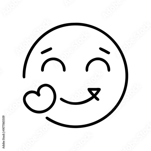 Smiling emoji with heart symbol expressing love and affection concept of icon  