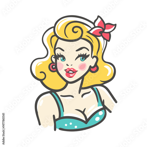 vintage pin up girl icon, vintage pin up girl vector illustration-simple illustration of vintage pin up girl, perfect for vintage pin up girl logos and icons