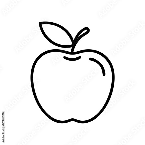 Line art apple with a leaf in minimalist style  