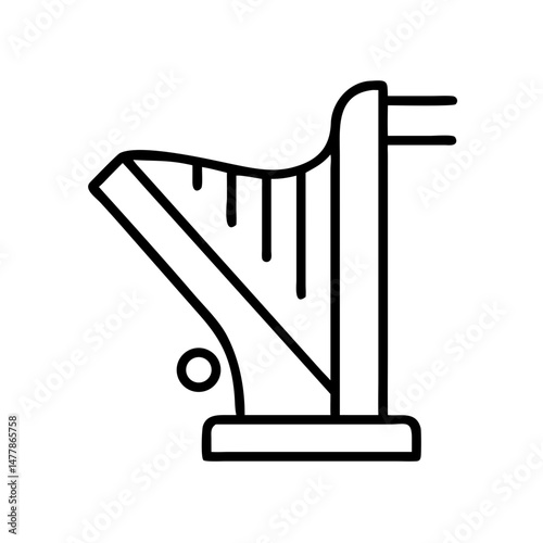 Simple line drawing of a harp icon in minimalist style  