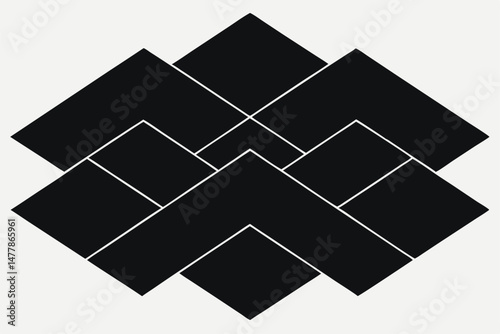 Black and white 3d cubes form an abstract geometric pattern design