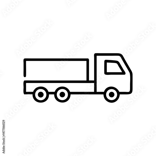 Simple outline of a delivery truck in linear design  