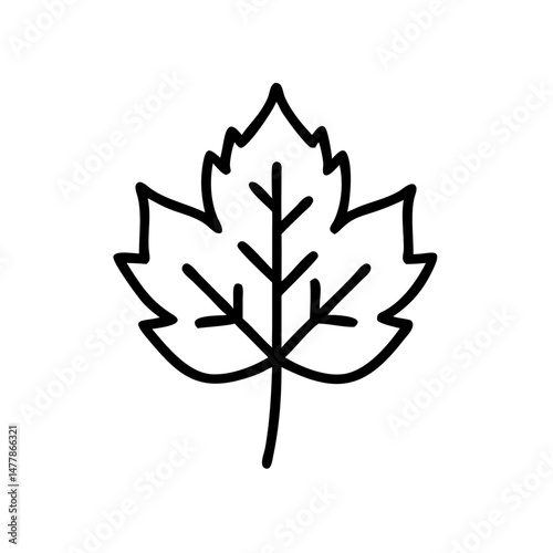 Outline of a leafy tree branch in simple black line art  