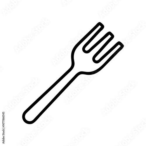 Simple outline of a fork on a white background  