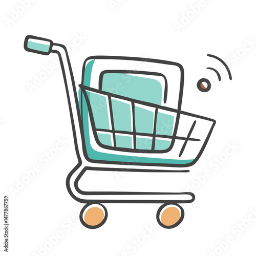 virtual shopping cart icon, virtual shopping cart vector illustration-simple illustration of virtual shopping cart, perfect for virtual shopping cart logos and icons