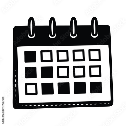 Calendar reminder date silhouette on white background