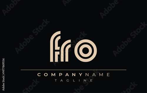 FRO Creative Unique Modern Letter Logo Design. Stylized logo featuring a unique letter design, presenting abstract minimalist aesthetics and modern appeal.