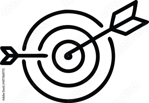A red arrow hits the center of the target, symbolizing business success and aiming accuracy in a competitive sport
