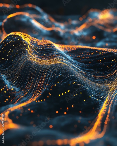 Stunning abstract wave of glowing particles.