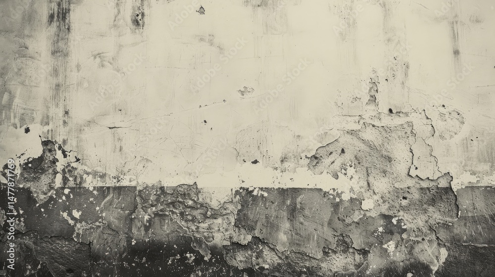 Fototapeta premium black and white tintype of a white wall, close up of wall without floor 
