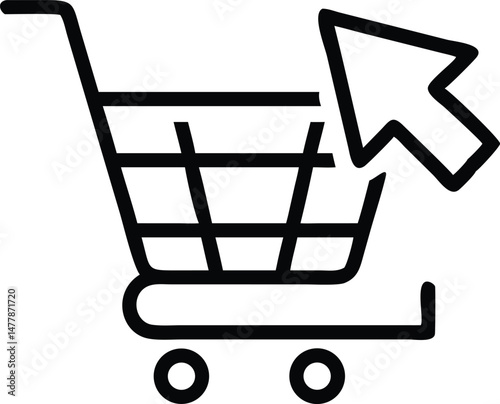 Shopping Cart With Click Symbol Icon