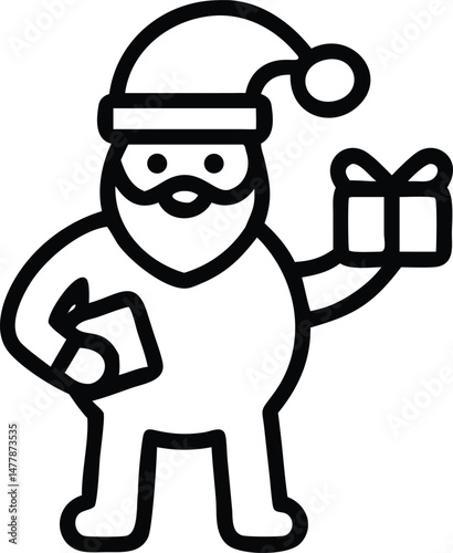 Santa Claus with toy blocks and music icon