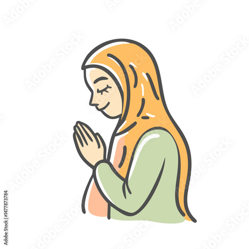 woman in prayer icon, woman in prayer vector illustration-simple illustration of woman in prayer, perfect for woman in prayer logos and icons