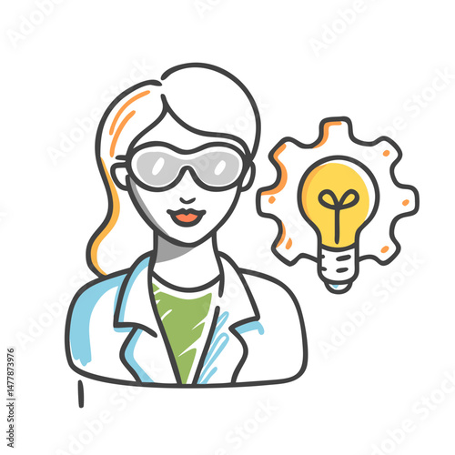 woman inventor icon, woman inventor vector illustration-simple illustration of woman inventor, perfect for woman inventor logos and icons