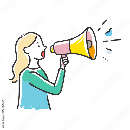 woman with a megaphone icon, woman with a megaphone vector illustration-simple illustration of woman with a megaphone, perfect for woman with a megaphone logos and icons