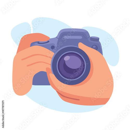 Hands Holding a Camera, Perfect for Capturing Creative Photography in Vibrant Moments