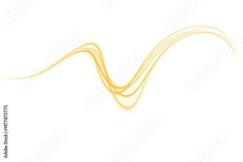 Vector PNG white abstract background with yellow gold glow, blurred light lines, waves. Bright sparkling speed line for futuristic design and banner. Energy flow tunnel.