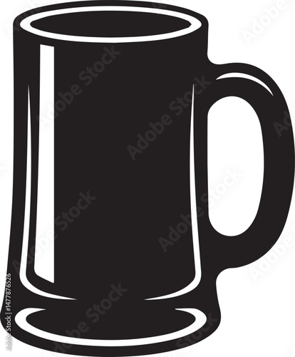 Beer Mug Silhouette Vector | Classic Black Vector Art Illustration