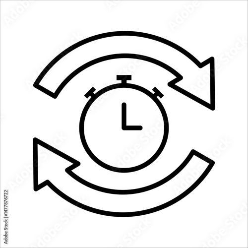 Timer reuse Icon. Symbol isolated white background. vector illustration. color editable.