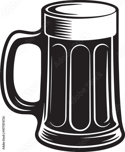 Beer Mug Silhouette Vector | Classic Black Vector Art Illustration