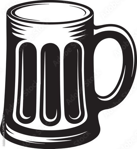 Beer Mug Silhouette Vector | Classic Black Vector Art Illustration