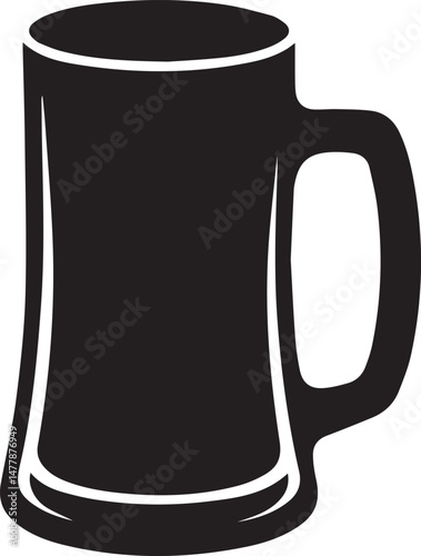 Beer Mug Silhouette Vector | Classic Black Vector Art Illustration