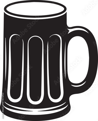 Beer Mug Silhouette Vector | Classic Black Vector Art Illustration