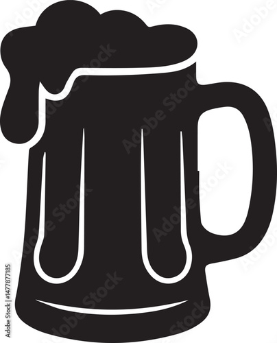 Beer Mug Silhouette Vector | Classic Black Vector Art Illustration