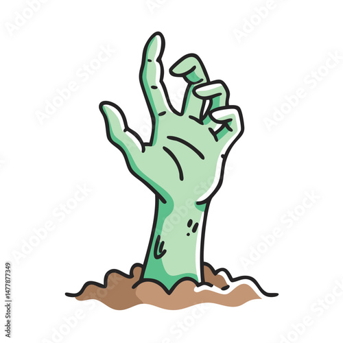 zombie hand rising from ground icon, zombie hand rising from ground vector
