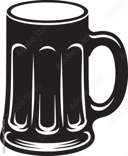 Beer Mug Silhouette Vector | Classic Black Vector Art Illustration