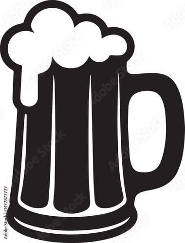 Beer Mug Silhouette Vector | Classic Black Vector Art Illustration