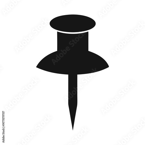 Simple push pin graphic element silhouette on white background