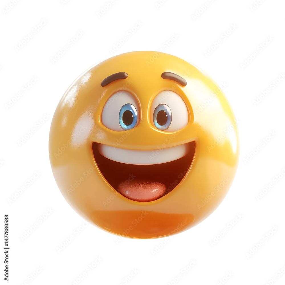 Fototapeta premium 3d cartoon smiling face emoji