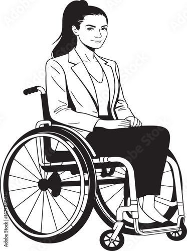 Businesswoman Sitting In Wheelchair Illustration
