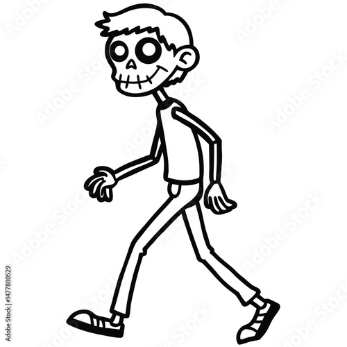 "Walking Zombie Line Art Vector - Adobe Stock"