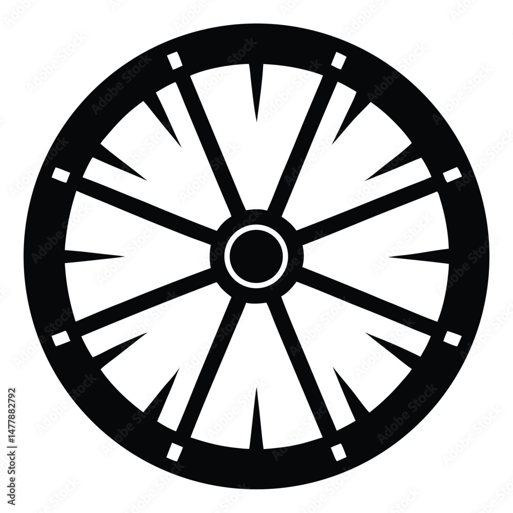 Fototapeta premium Intricate Black Circular Wheel with Spokes Design for Graphics Projects and Decor
