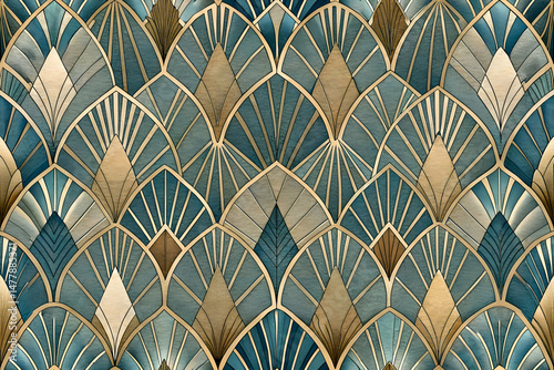 Art Deco Fish Scale Pattern Design.