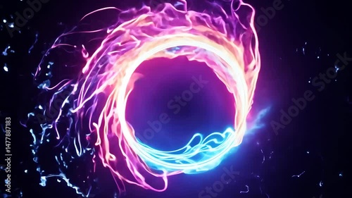 Neon plasma sparks loop