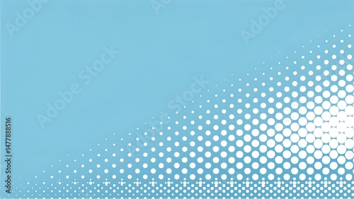 Abstract Blue Background with White Dotted Halftone Pattern
