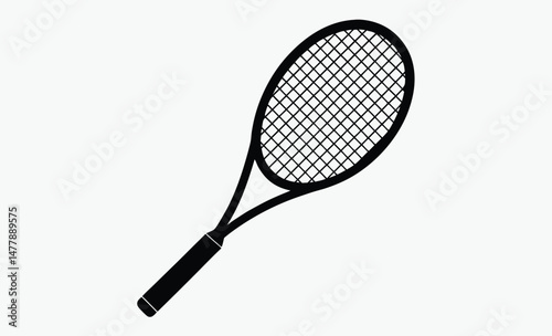 Tennis racket silhouette, Tennis logo icon, Racket vector isolated

