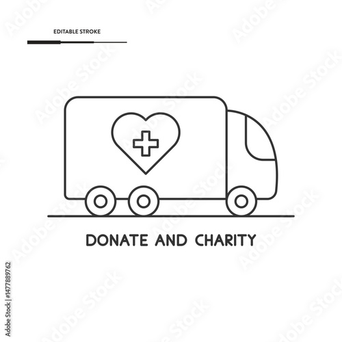 Donate And Charity Truck Icon Vector Design.