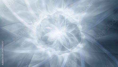 Abstract design with a central light source and radiating shapes.