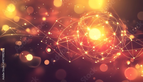 Abstract digital sphere design with warm tones.