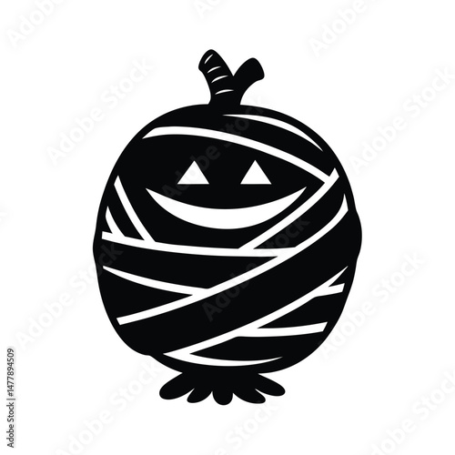 pumpkin with mummy wrap slime vector silhouette