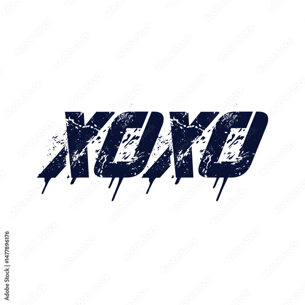 Fototapeta premium Phrase XOXO hugs and kisses black brush lettering on a white background. Slogan can be used as design element for postcard or print. Vector.